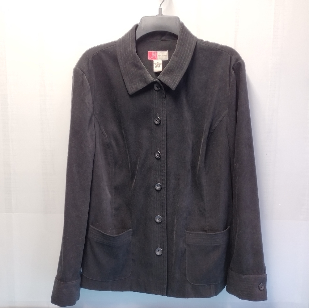 JM Collection faux soft Suede Jacket Black Size 16